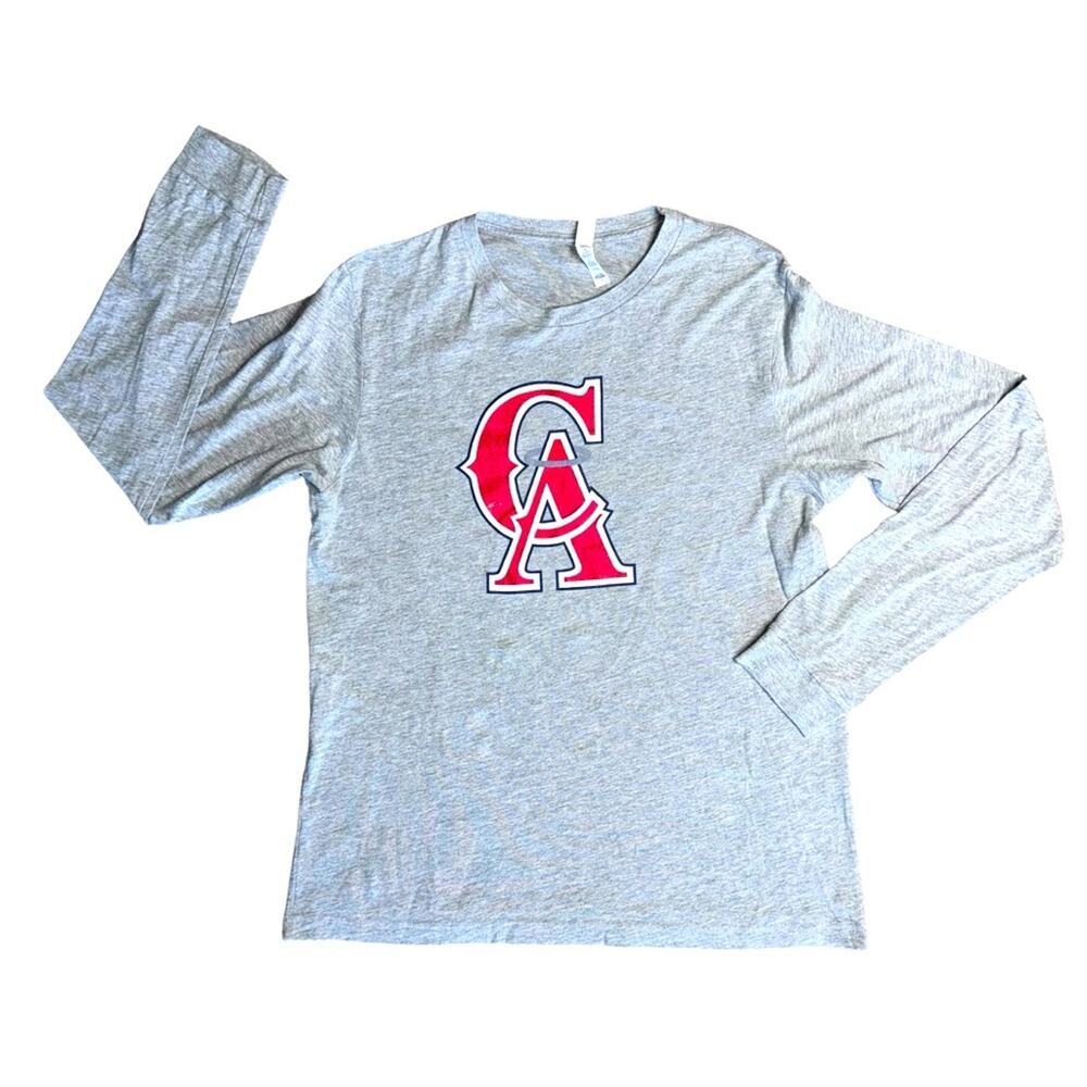 BELLA+CANVAS Gray Red “Angels” Long Sleeve Crew Neck T-Shirt Men’s